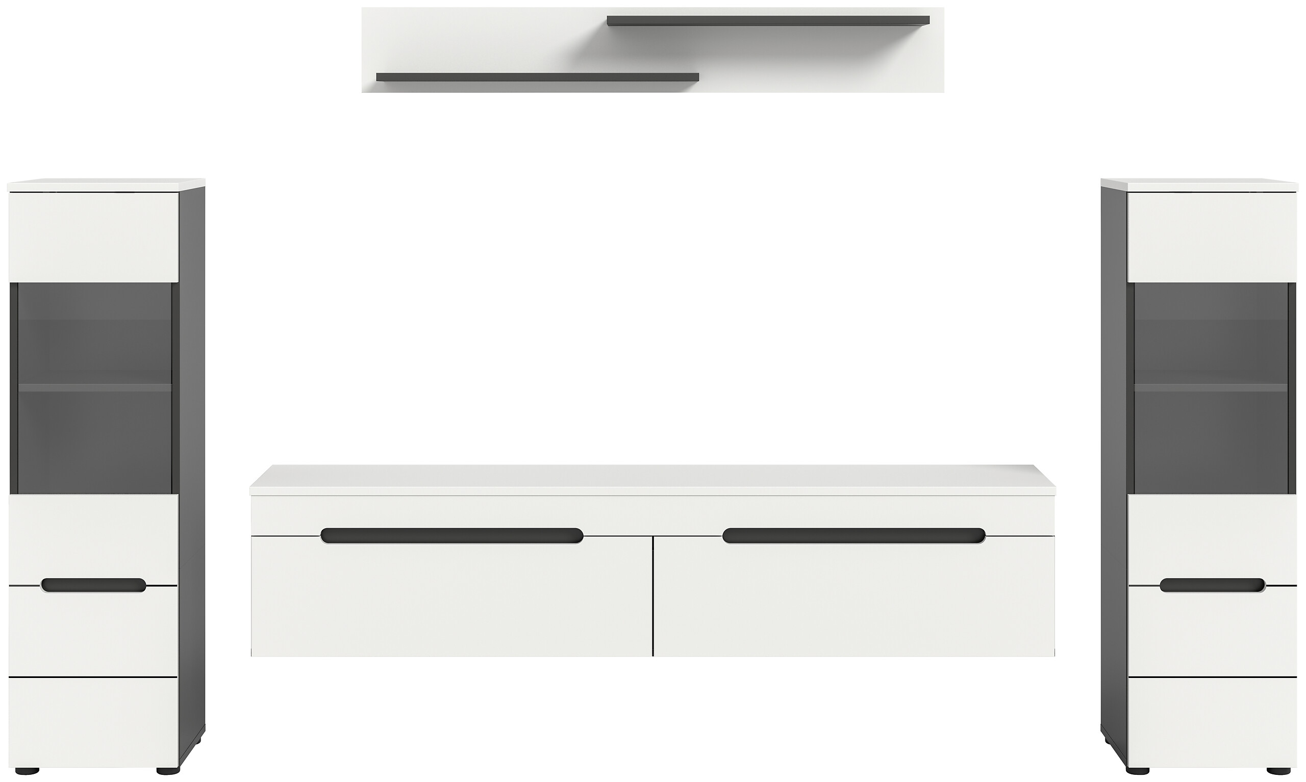 Wohnwand Canu basaltgrau weiß B/H/T: ca. 272x141x33 cm