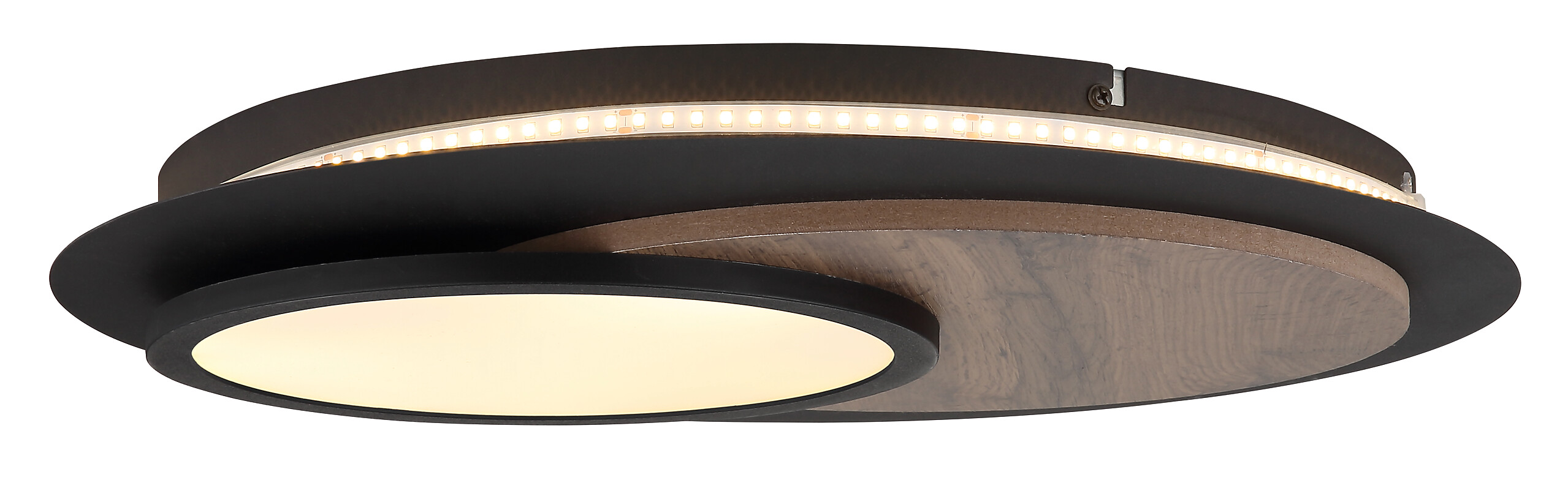 GLOBO Deckenleuchte mattschwarz Opal MDF Metall H/D: ca. 5,6x48 cm 1 Brennstellen