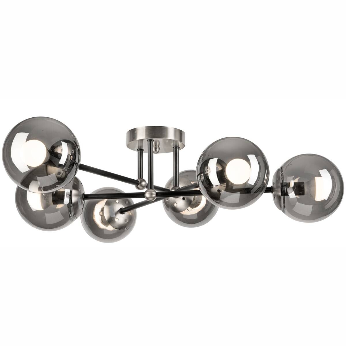 Lamkur Anbauleuchte Malena Chrom schwarz Glas Stahl B/H/L: ca. 64x20x64 cm E14 6 Brennstellen