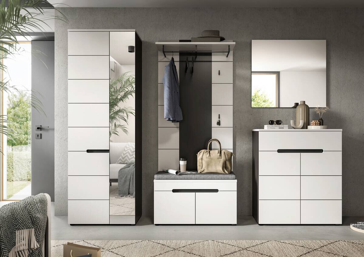 Garderobe Canu basaltgrau Nachbildung weiß B/H/T: ca. 255x190x37 cm