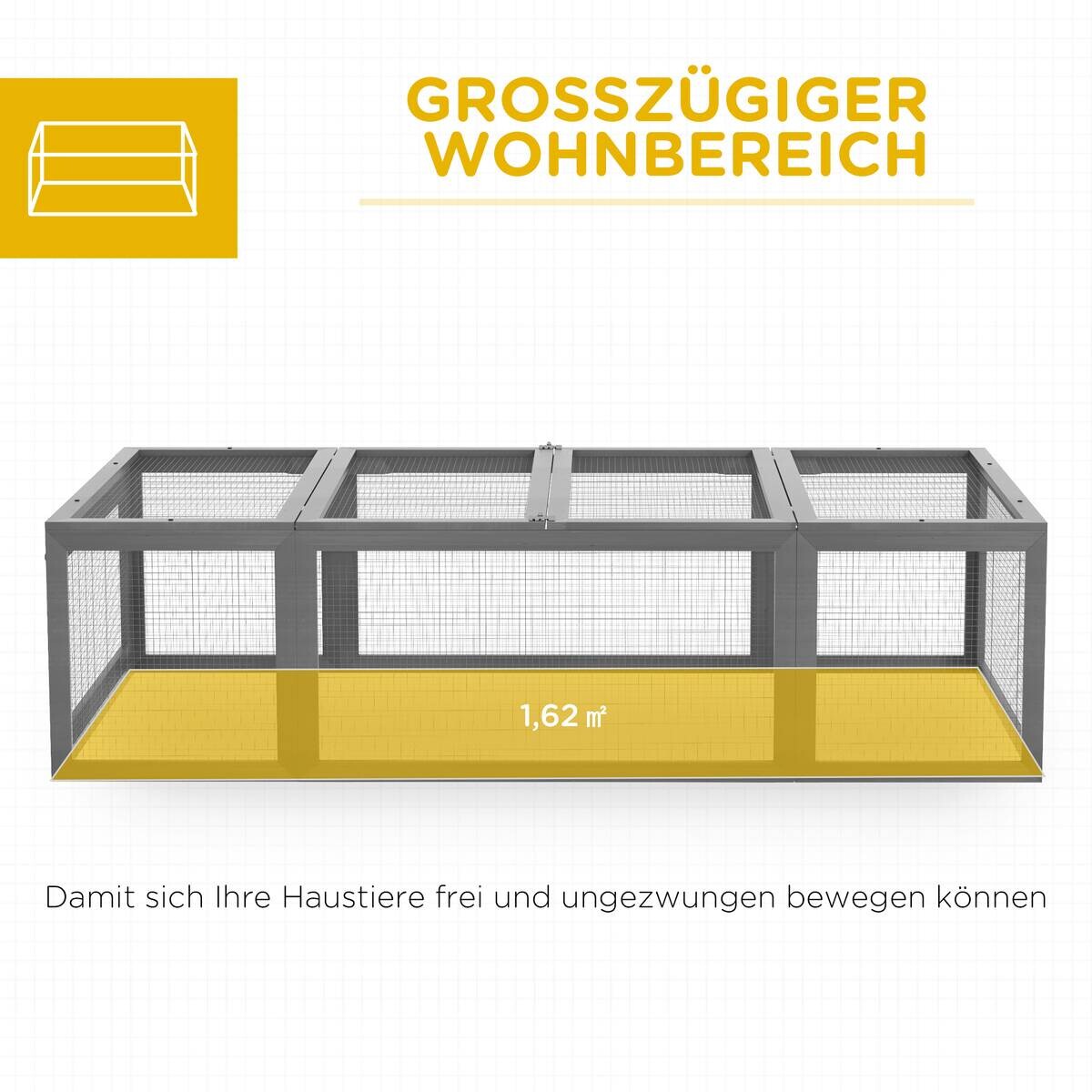 PawHut Kaninchenstall grau Stahl B/H/L: ca. 90x48x180 cm