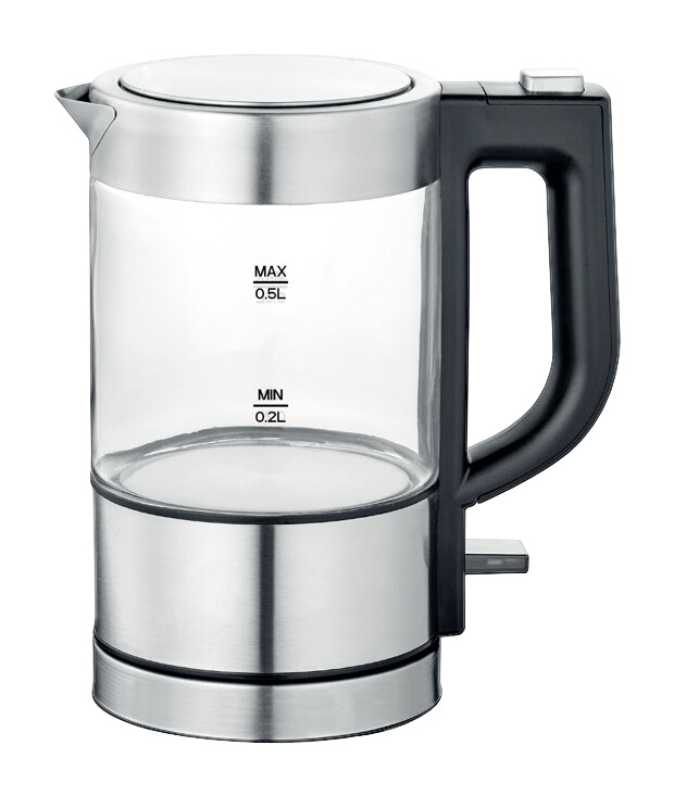Emerio Wasserkocher WK-133540.1 silber Edelstahl Glas B/H/L: ca. 10,5x19,3x17,4 cm ca. 0,5 l
