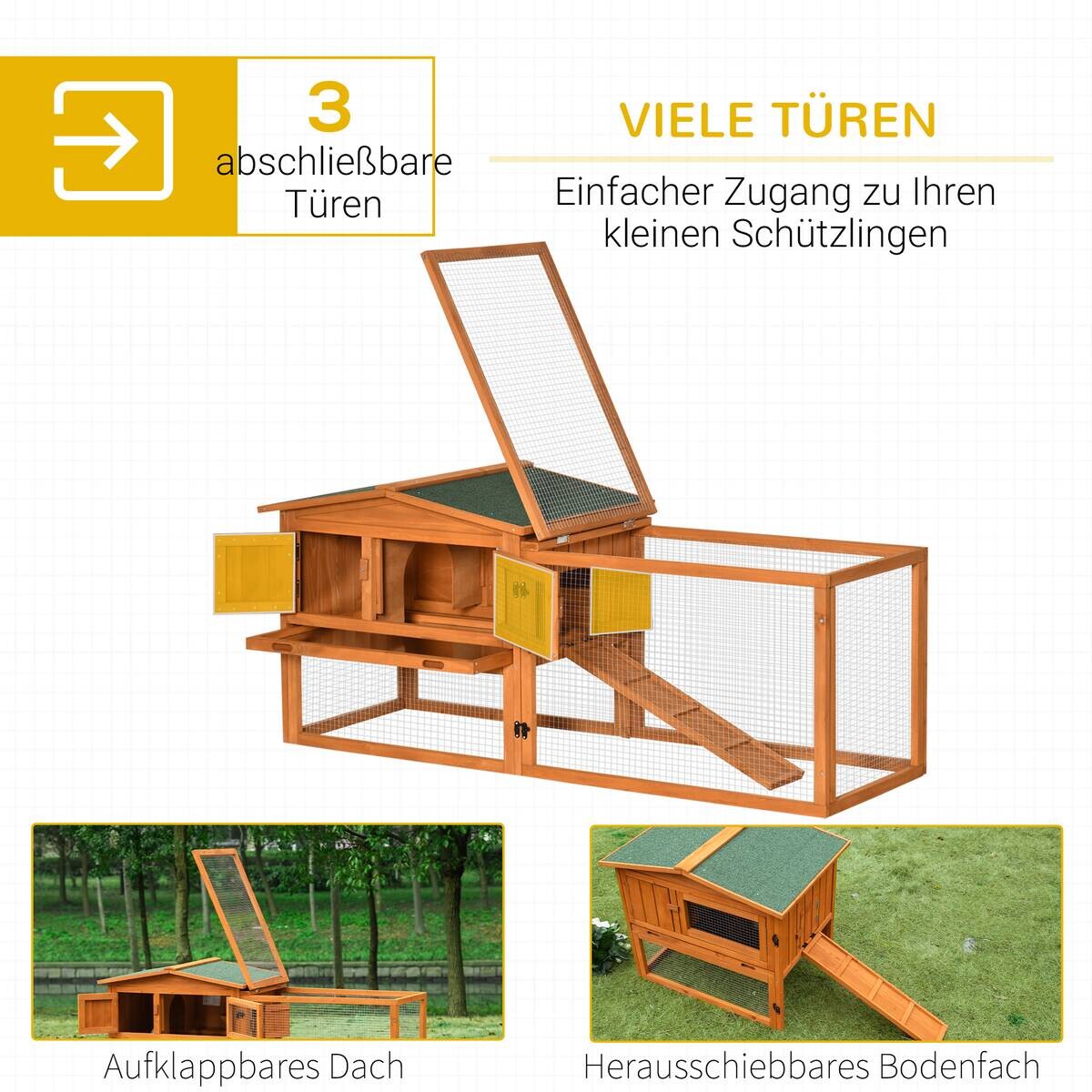 PawHut Stall orange Edelstahl B/H/L: ca. 58x156x68 cm