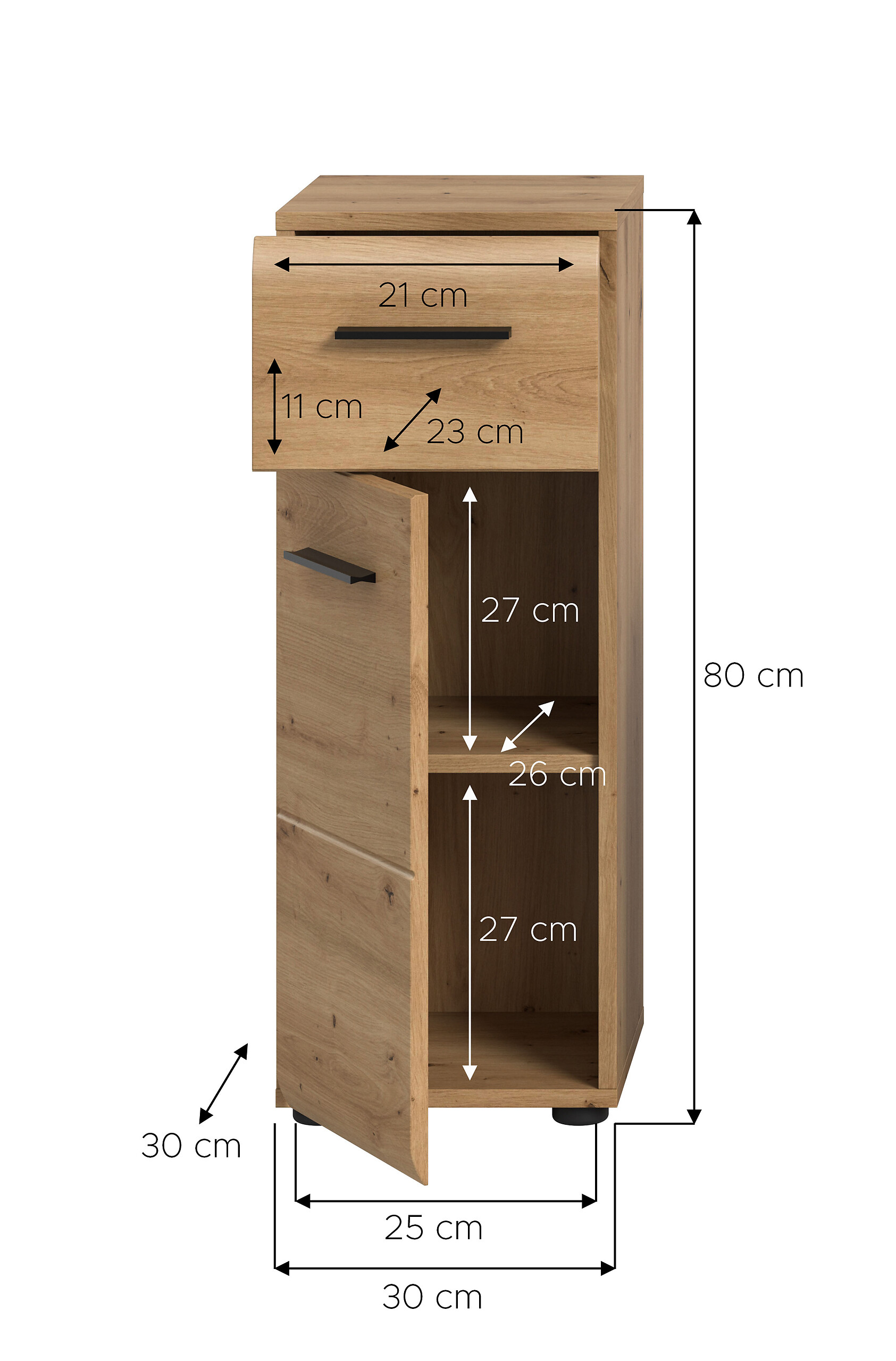 Schrank Ice Artisan Oak Nachbildung B/H/T: ca. 30x80x30 cm