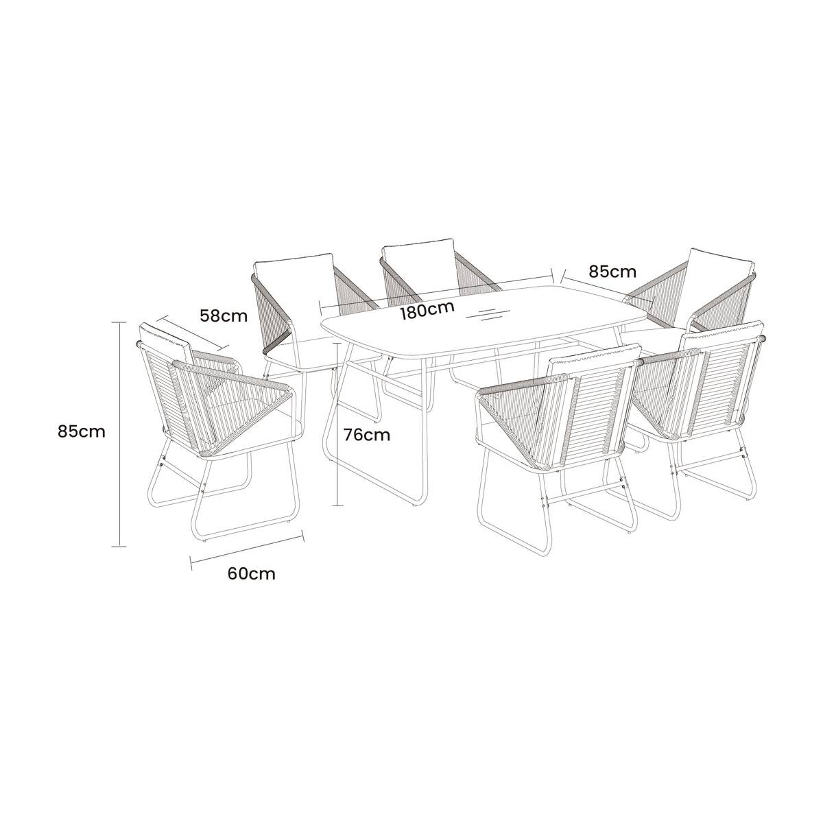 POCOline Gartensitzgruppe schwarz Stahl