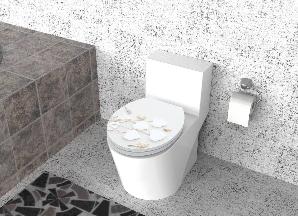 POCOline WC-Sitz weiße Herzen cremeweiß Duroplast