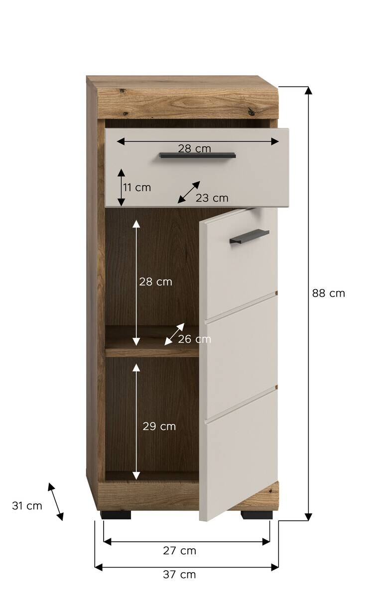 Badhochschrank Scout Evoke Oak Nachbildung Kaschmirgrau Nachbildung B/H/T: ca. 37x88x31 cm