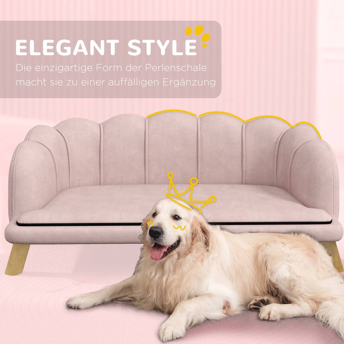 PawHut Hundesofa rosa Schaumstoff B/H/L: ca. 60,5x35,5x98,5 cm