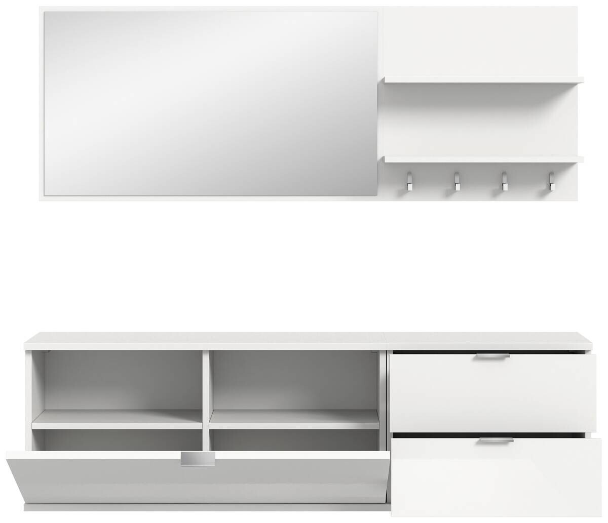 Garderobe PROJEKT X weiß weiß Hochglanz B/H/T: ca. 144x191x37 cm