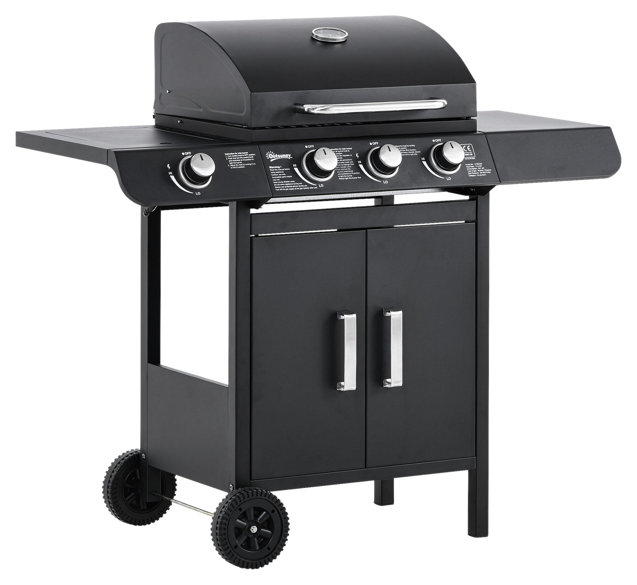 Outsunny Gasgrill Stahl B/H/L: ca. 50x100x110 cm