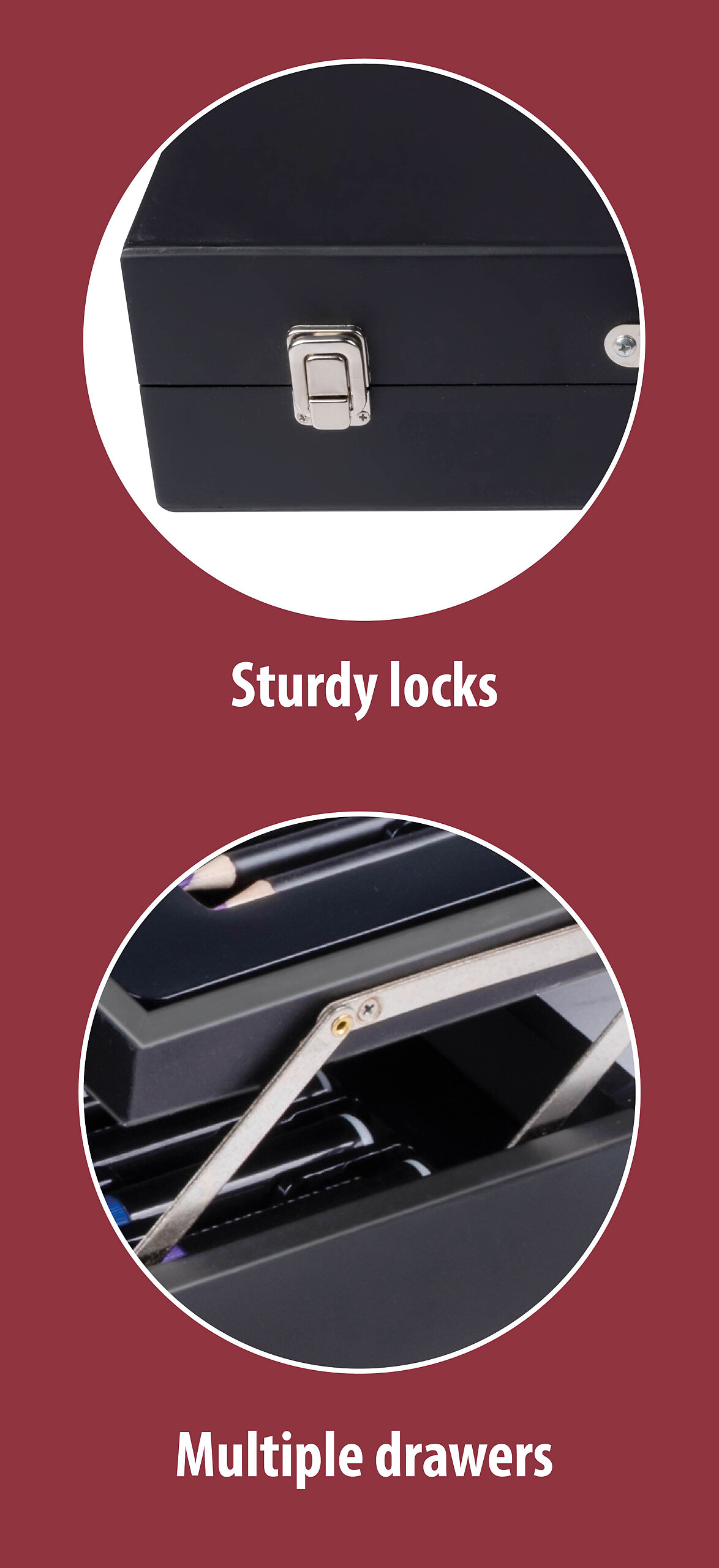 Kunst-/Malkasten 174tlg. schwarz Holz B/H/T: ca. 46,5x34,5x11,5 cm