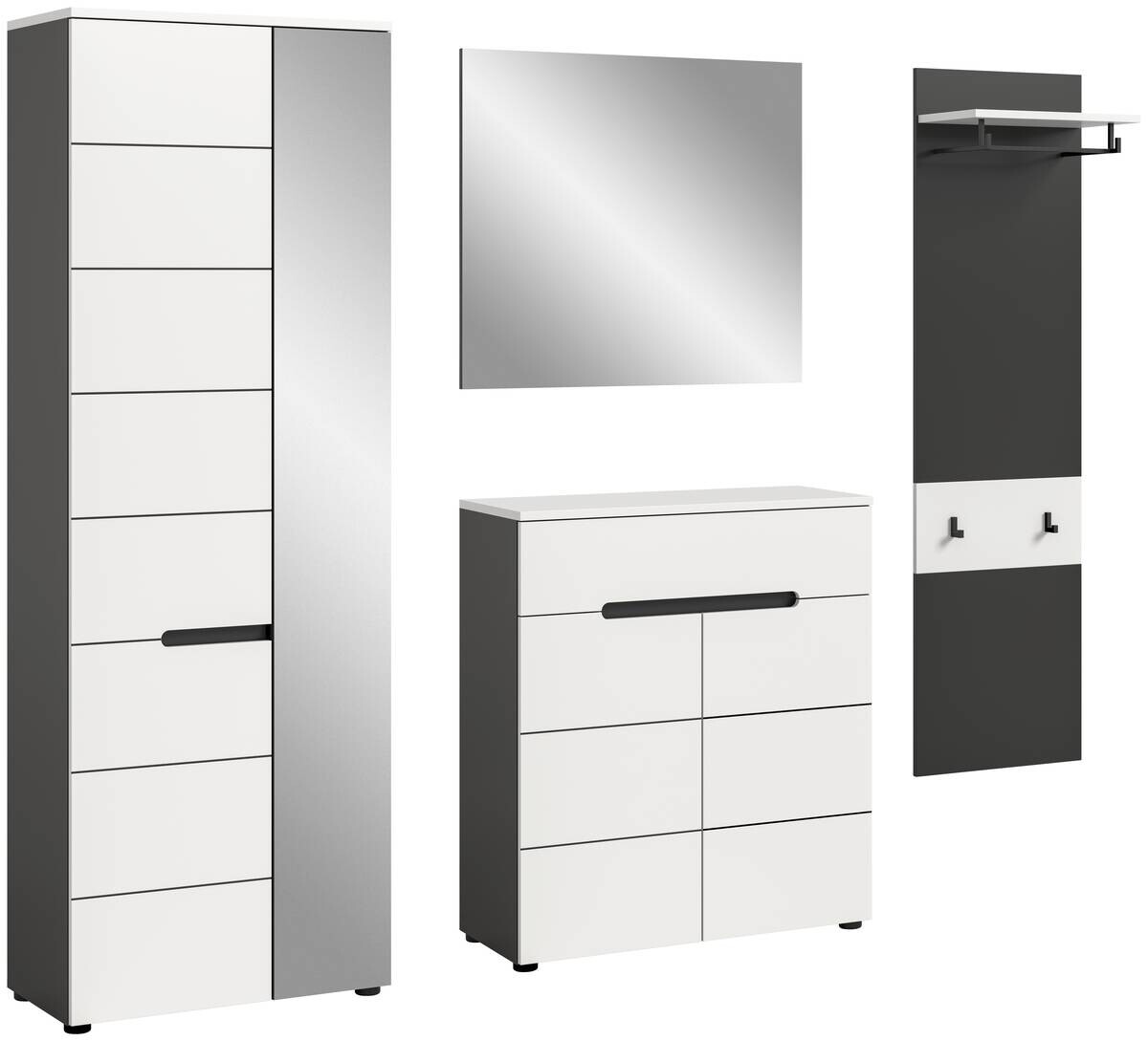 Garderobe Canu basaltgrau Nachbildung weiß B/H/T: ca. 220x190x37 cm