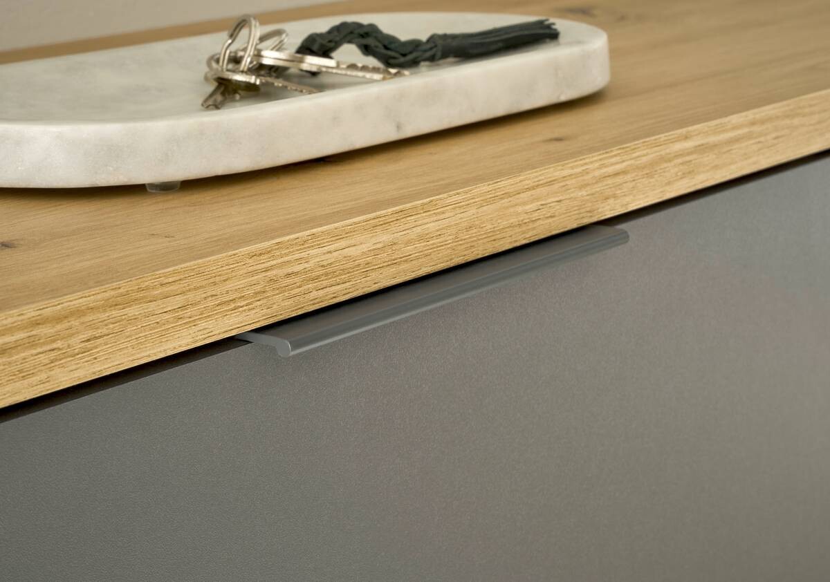 Schuhkommode Milan Eiche Artisan Nachbildung grau B/H/T: ca. 85x15x38 cm