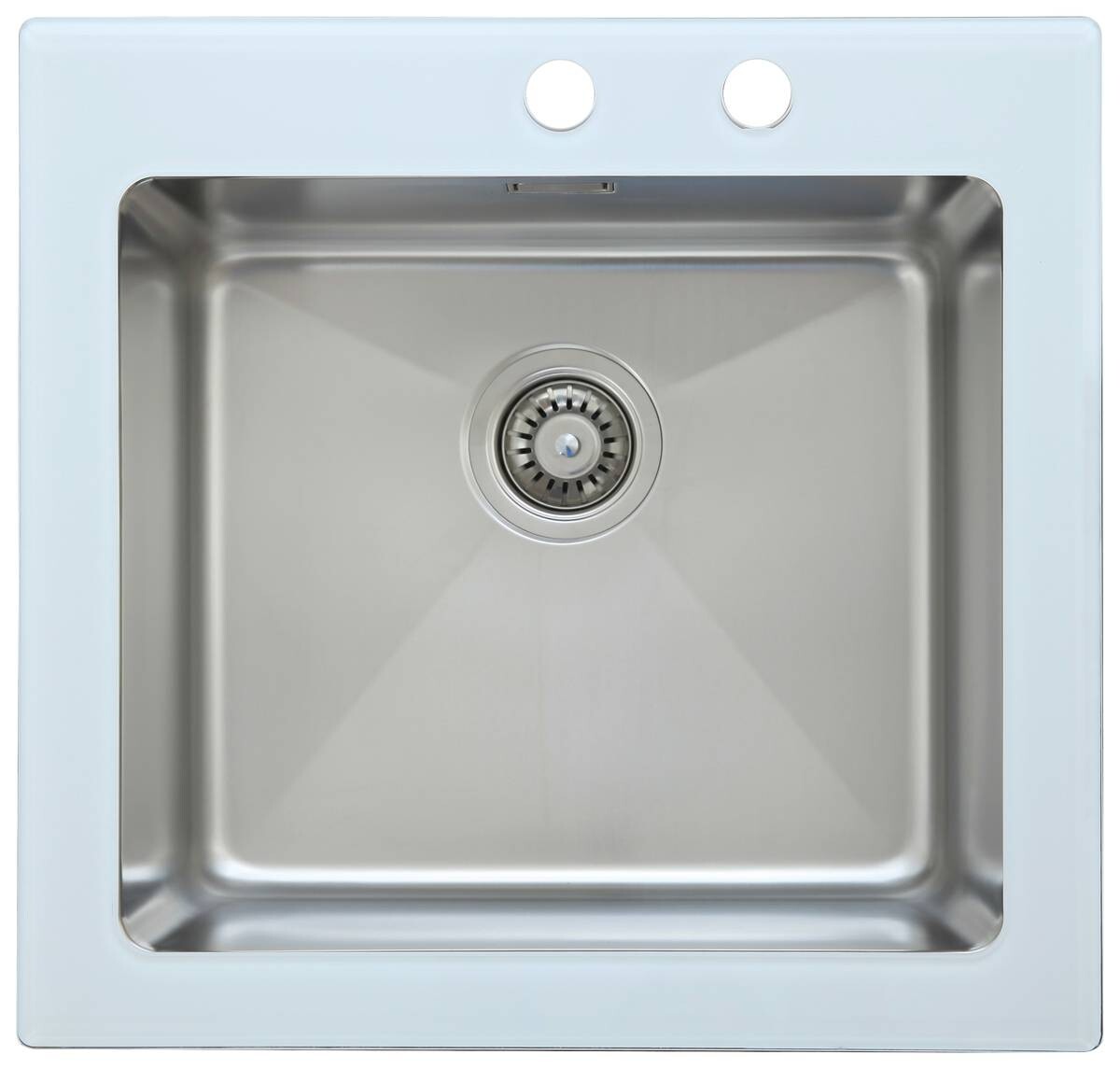 Respekta Einbauspüle New York 55 x 53 W weiß Glas Edelstahl B/H/T: ca. 55x21x53 cm