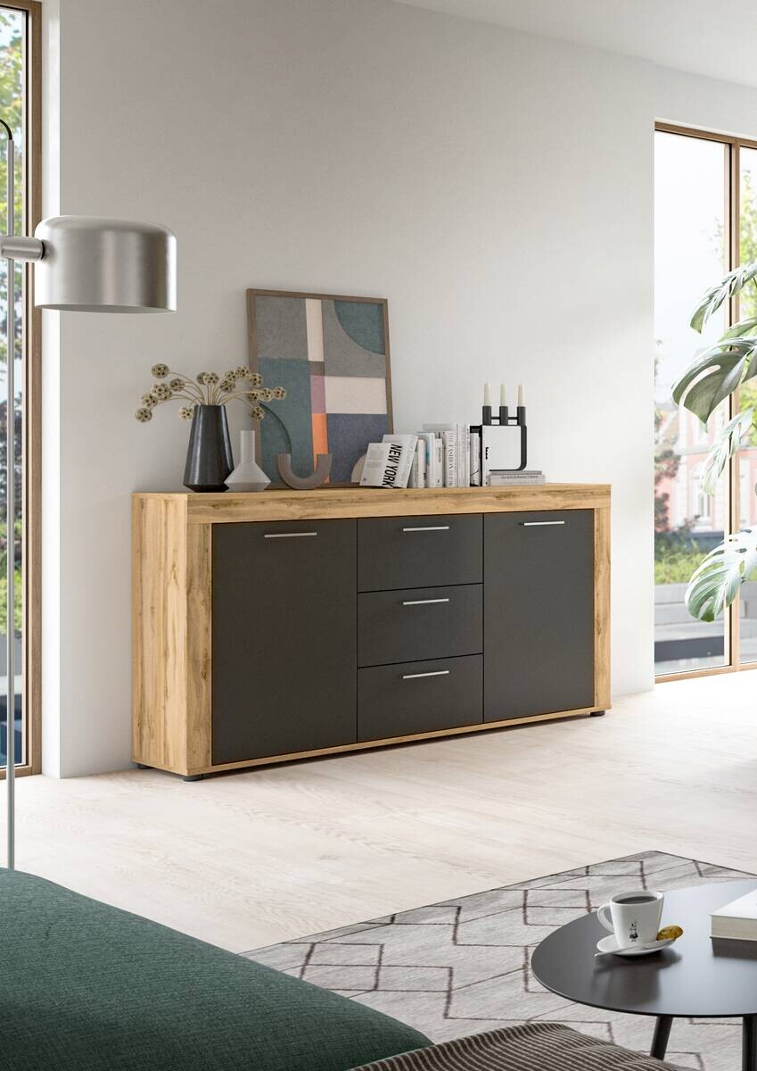 Sideboard Jam Eiche Wotan Nachbildung grau B/H/T: ca. 125x80x35 cm