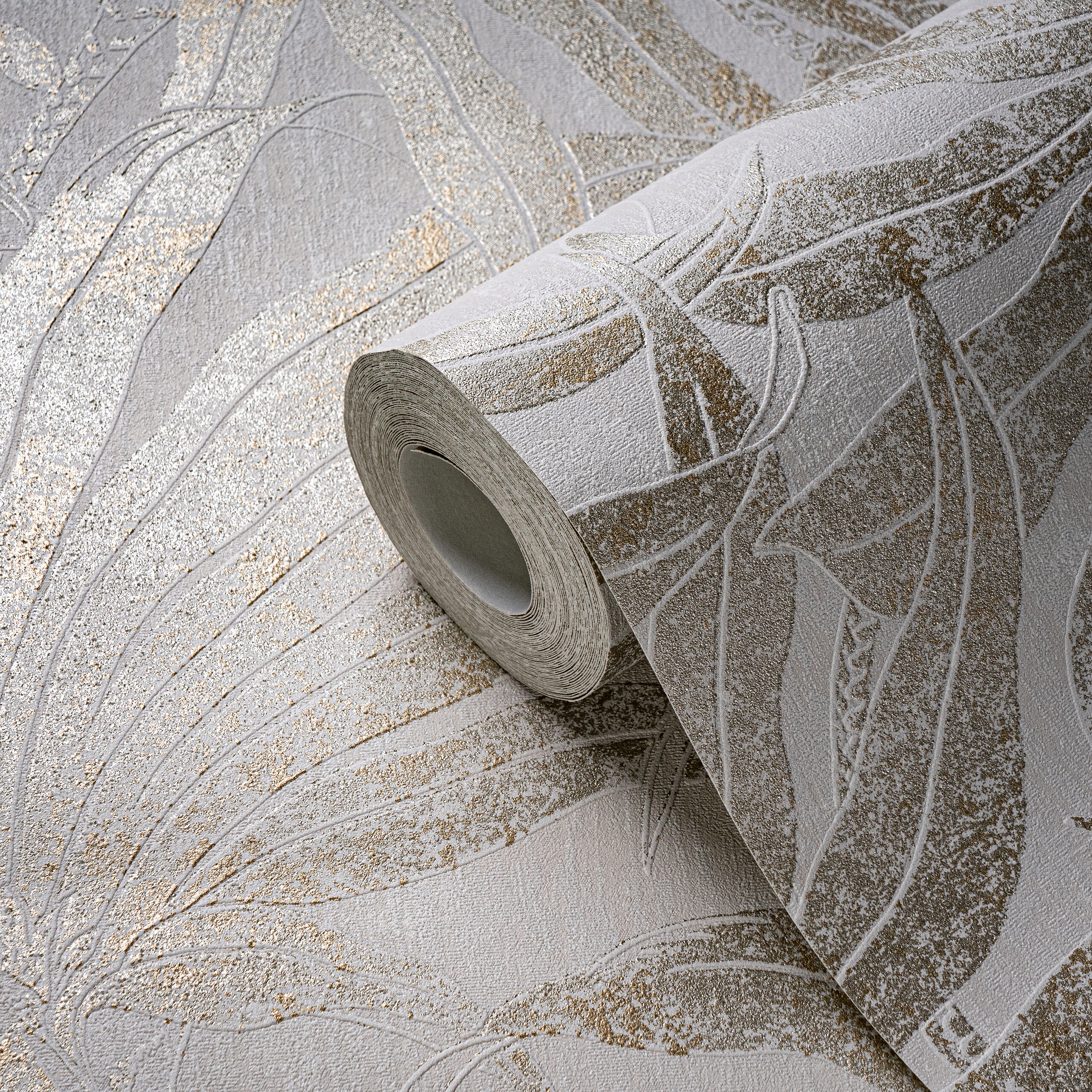 A.S.Creation Vliestapete beige silber gold B/H/D: ca. 53x1005x9,2 cm