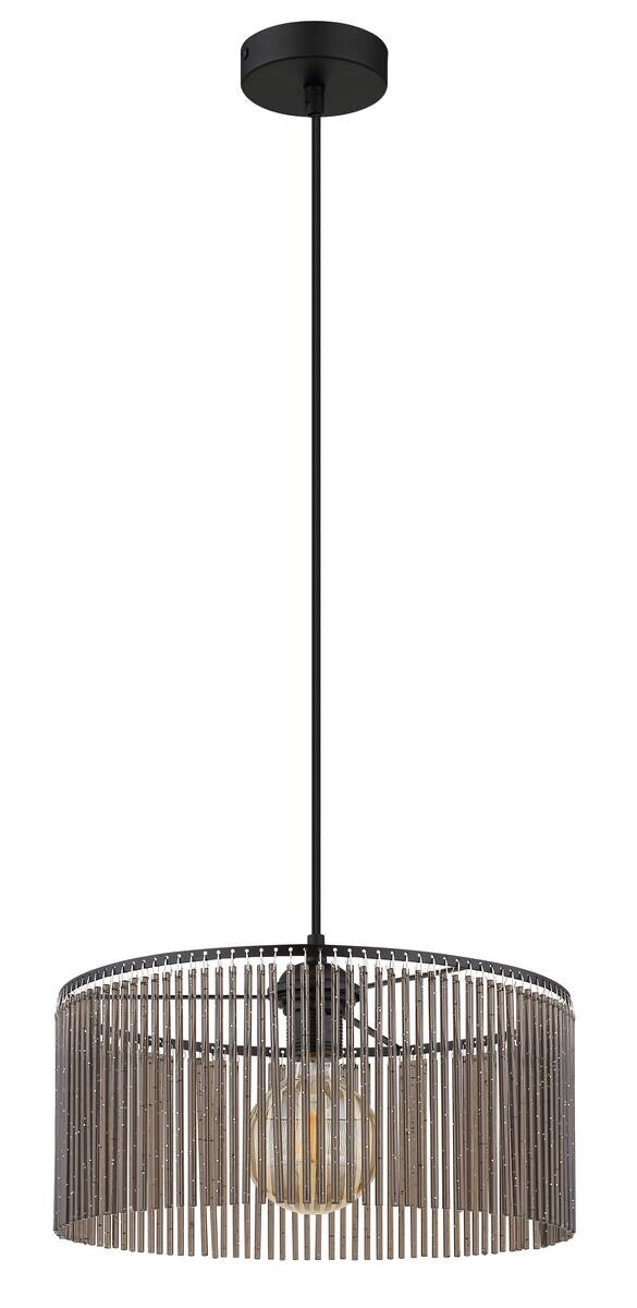 GLOBO Pendelleuchte LEEDS 33080108 Rauch schwarz Metall Kunststoff H/D: ca. 135x35 cm E27 1 Brennstellen