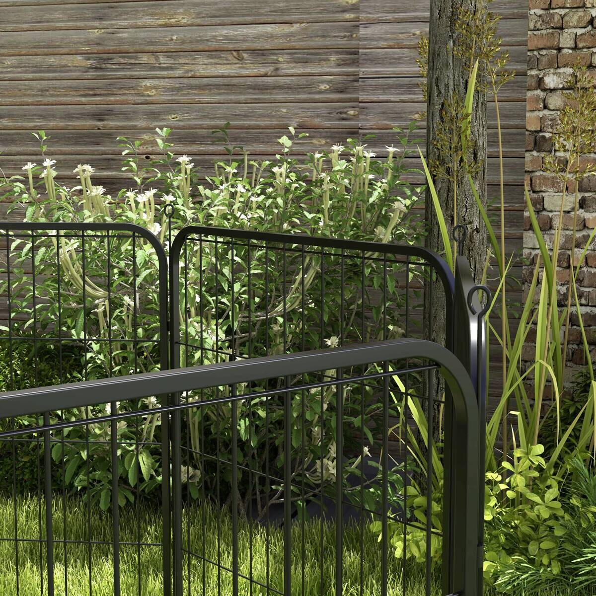 PawHut Welpenauslauf Freigehege schwarz Edelstahl B/H/L: ca. 79x79x79 cm