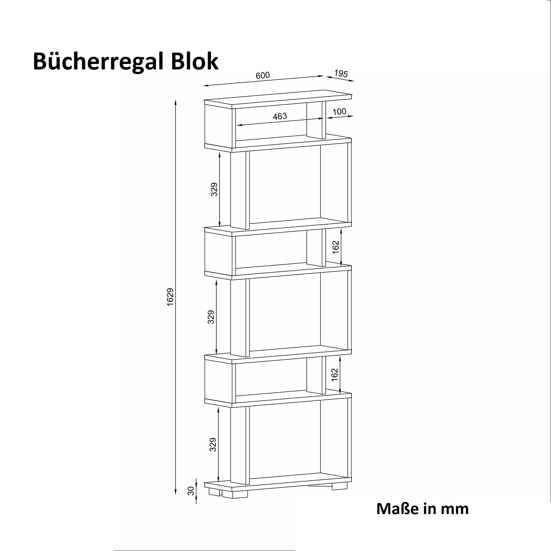 Regal Blok weiß walnuss Nachbildung B/H/T: ca. 60x160x20 cm