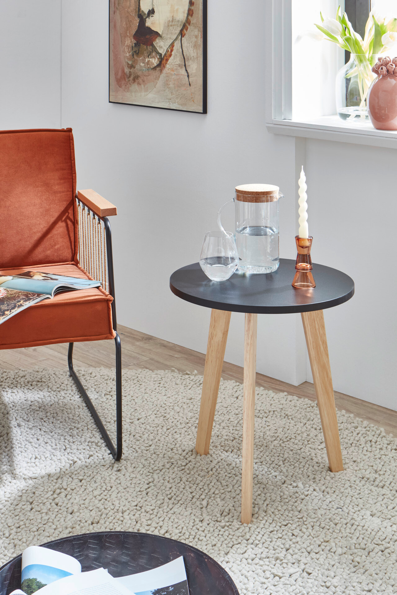 xonox.home Couchtisch schwarz Pinie B/H/T: ca. 50x46x50 cm