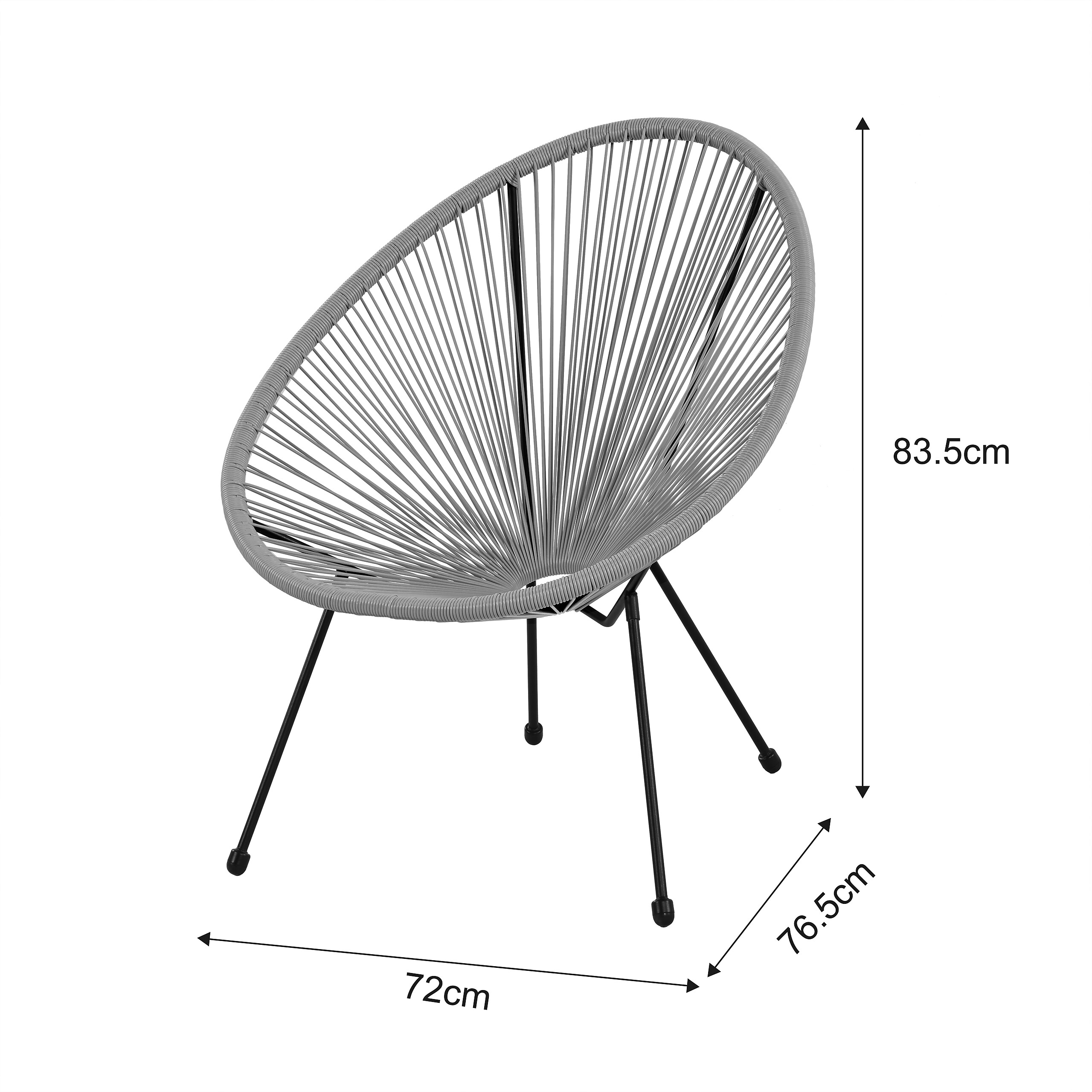 POCOline Gartenstuhl Acapulco grau Stahlrohr B/H/L: ca. 73x84x76 cm