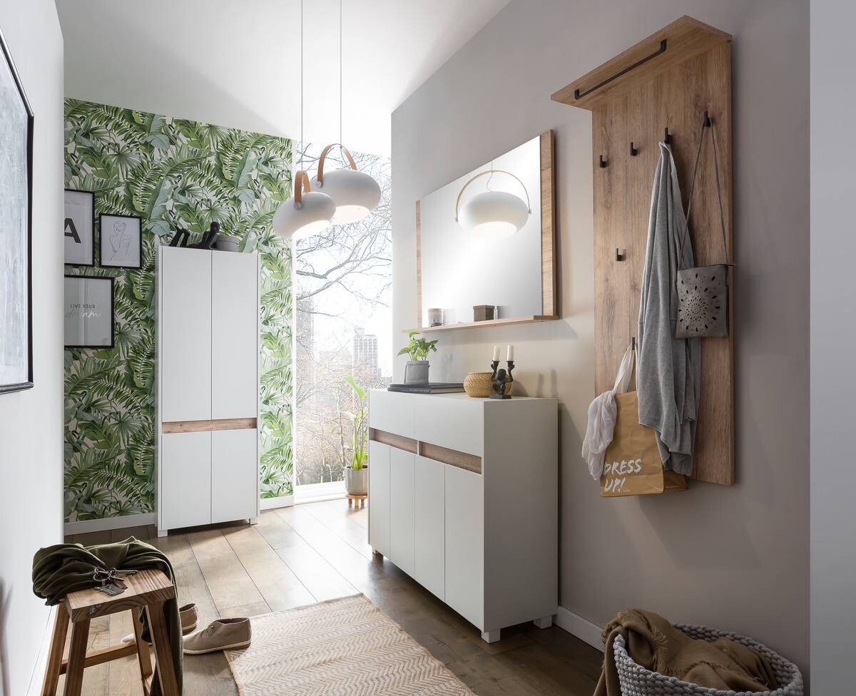 Schuhschrank Cosmo perlweiß Optik B/H/T: ca. 56,9x164,5x33 cm