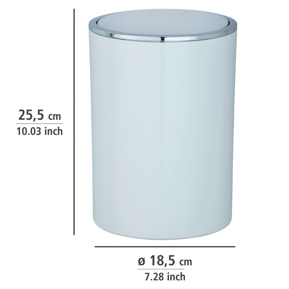 WENKO Schwingdeckeleimer weiß silber Kunststoff H/D: ca. 26x19 cm