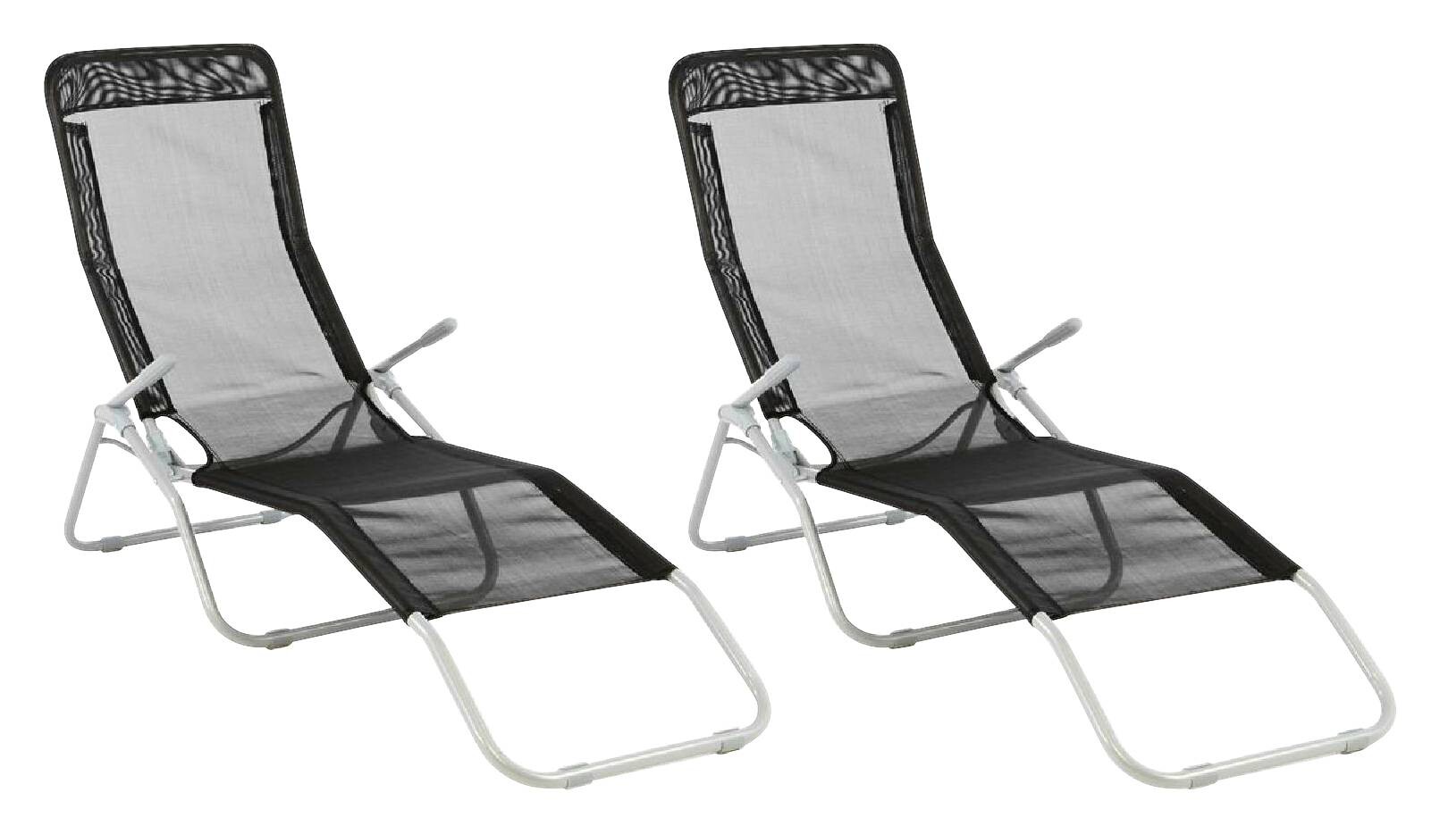 VCM Gartenliege-Set schwarz Stahl B/H/L: ca. 48x100x160 cm