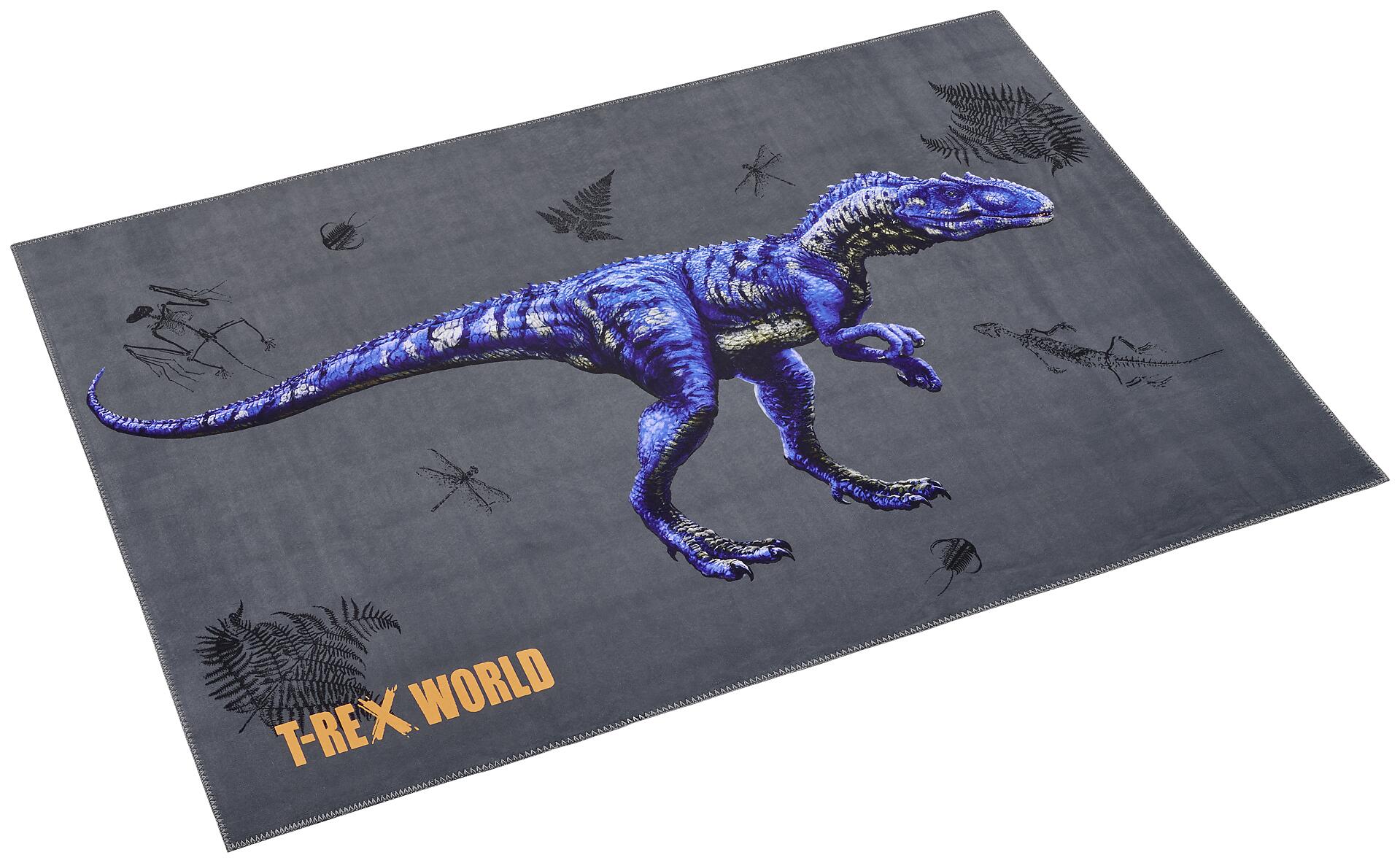 T-Rex World Kinderteppich blau B/L: ca. 100x160 cm