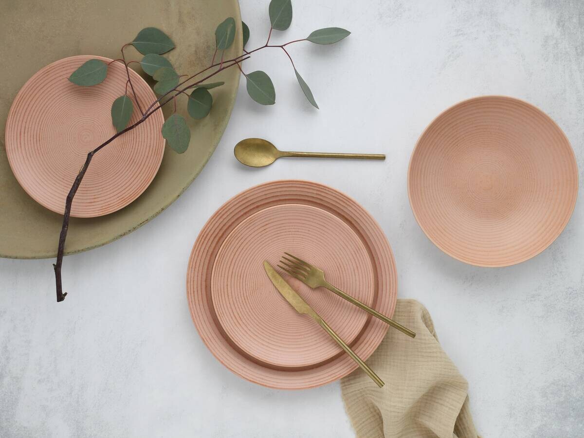 CreaTable Tafelservice Catania Peach rot Steinzeug 12 tlg.