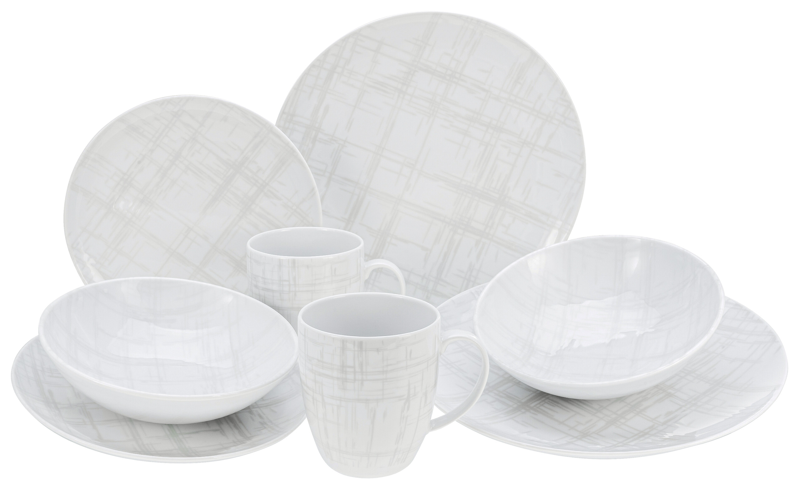 CreaTable Kombiservice Home Shabby Chic weiß Porzellan 16 tlg.