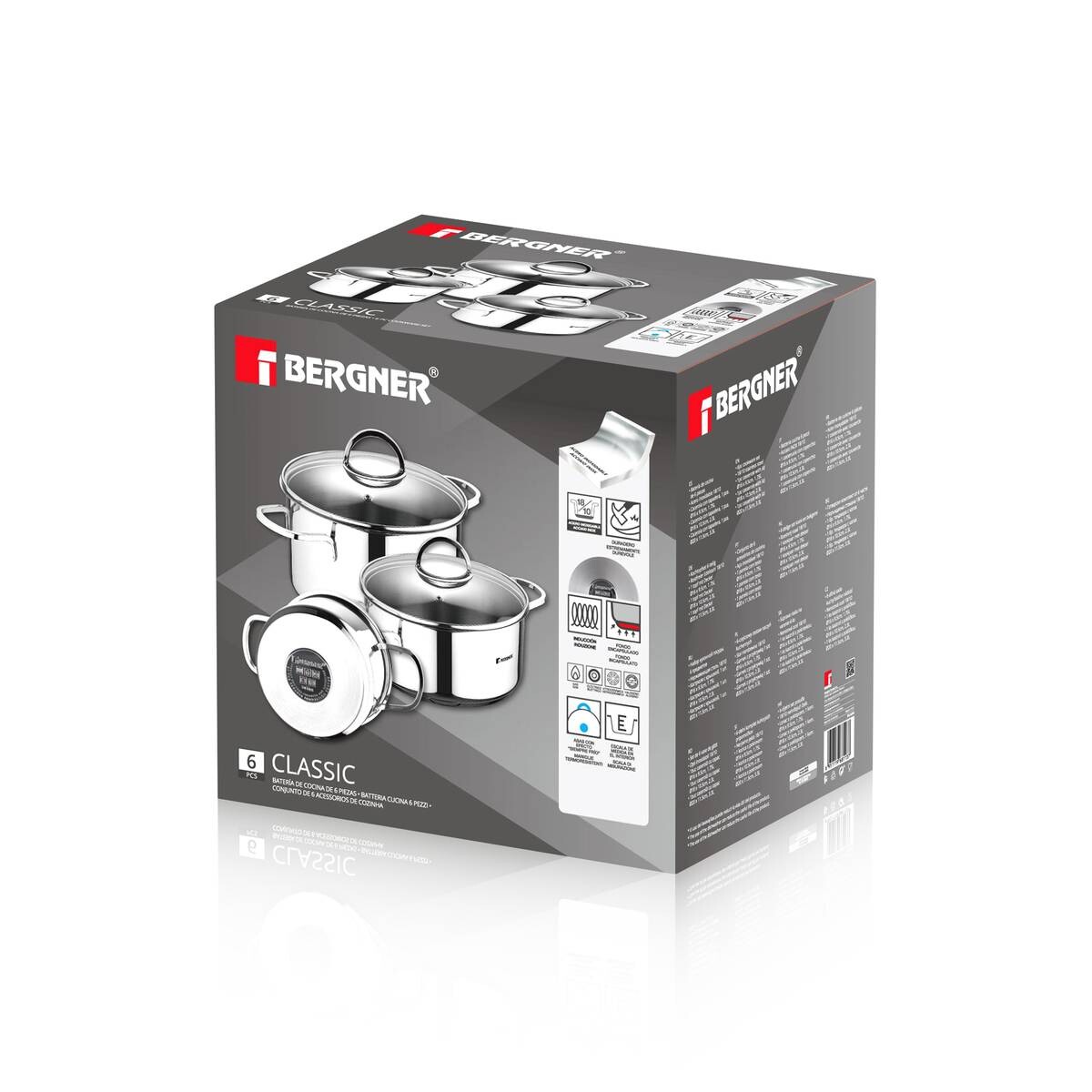 BERGNER Topfset Classic silber Edelstahl 6 tlg.