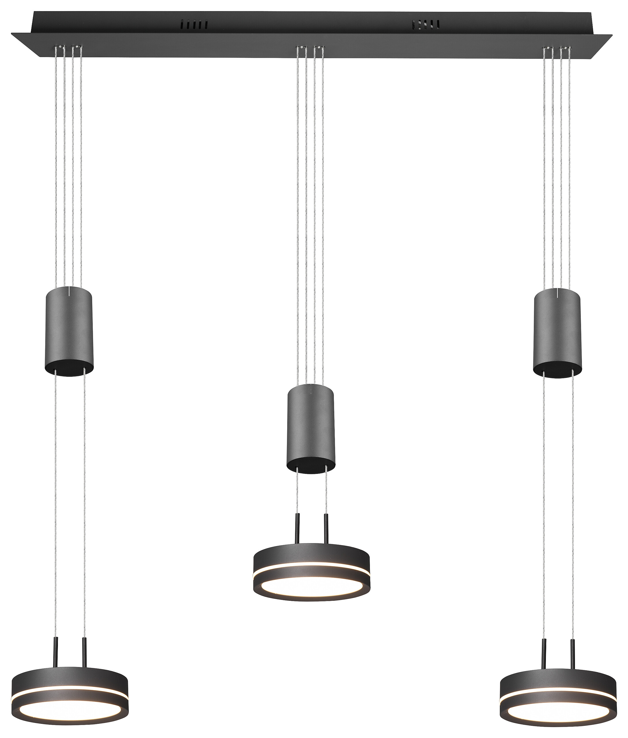 TRIO Pendelleuchte Franklin anthrazit Aluminium B/H/T: ca. 85x150x14 cm 3.0 Brennstellen