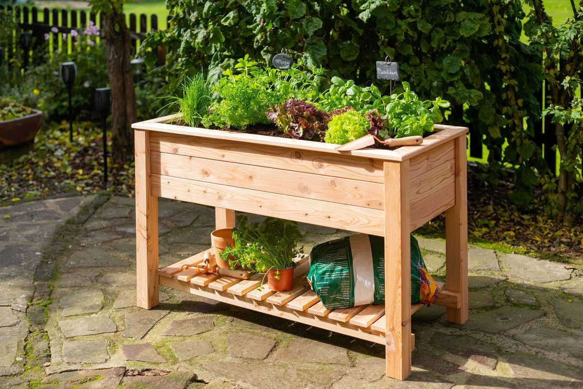 Westmann Stelzenhochbeet natur Holz B/H/T: ca. 120x75x65 cm