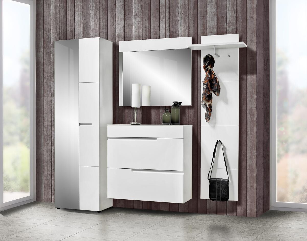 Garderobenschrank Mailand weiß weiß Hochglanz B/H/T: ca. 60x202x35 cm
