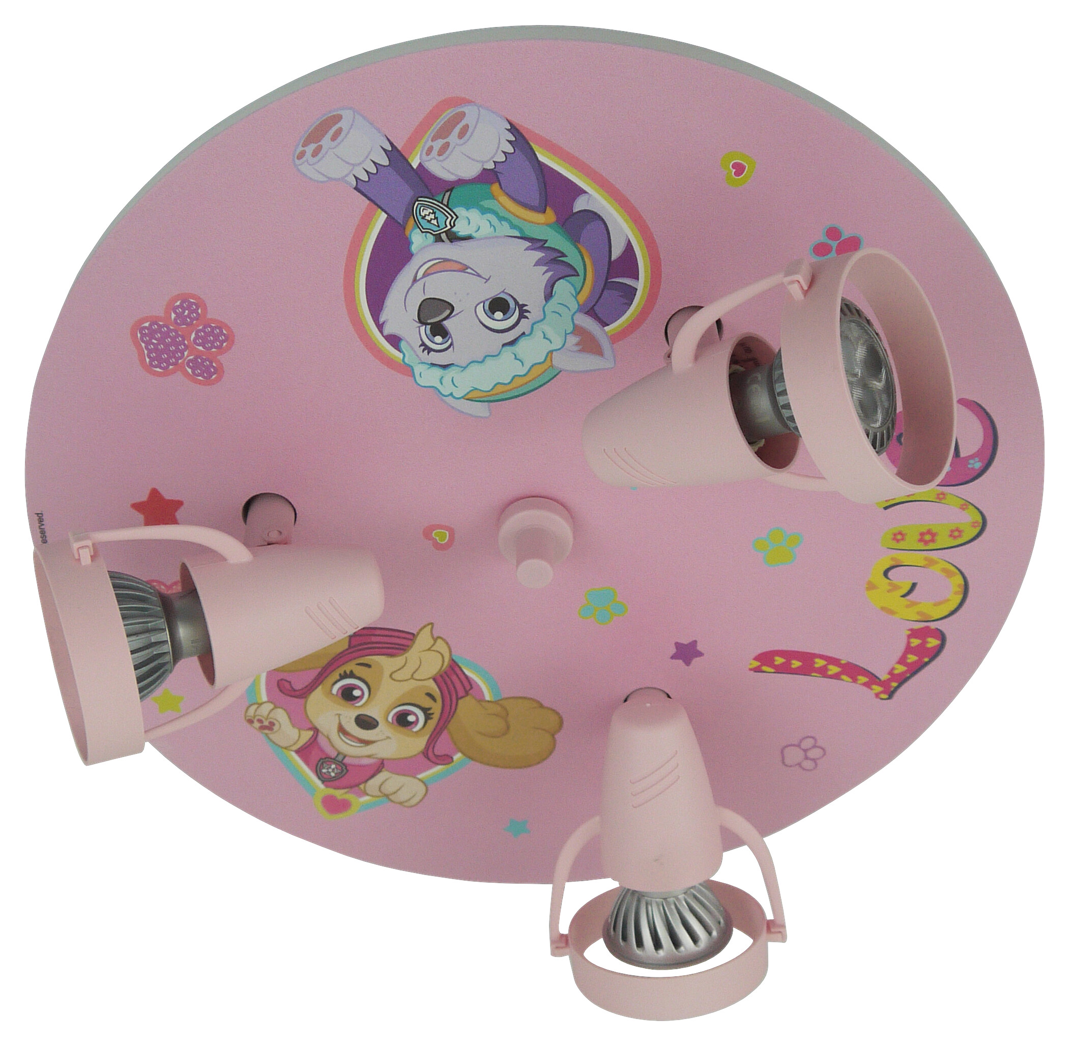 Niermann Strahler Paw Patrol-Pavsitive Pups rosa Kunststoff D: ca. 35 cm GU10 3 Brennstellen