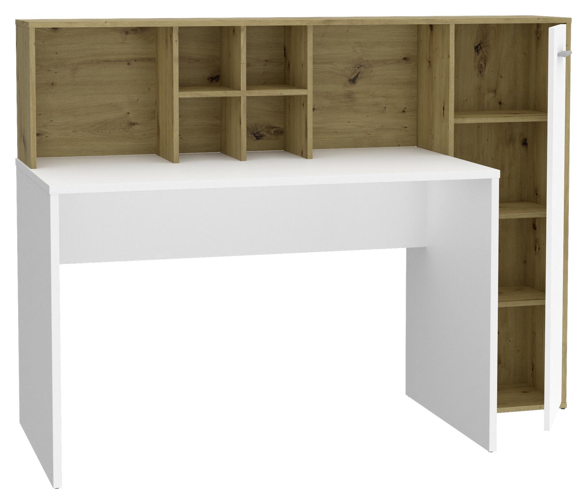 Schreibtisch  weiß Eiche Artisan Nachbildung B/H/T: ca. 158x116x66 cm