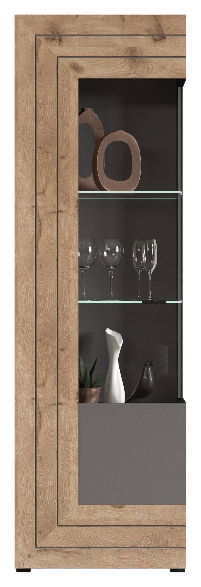 Wohnwand Freno grau matt Eiche Nox Oak Nachbildung B/H/T: ca. 350x195x40 cm