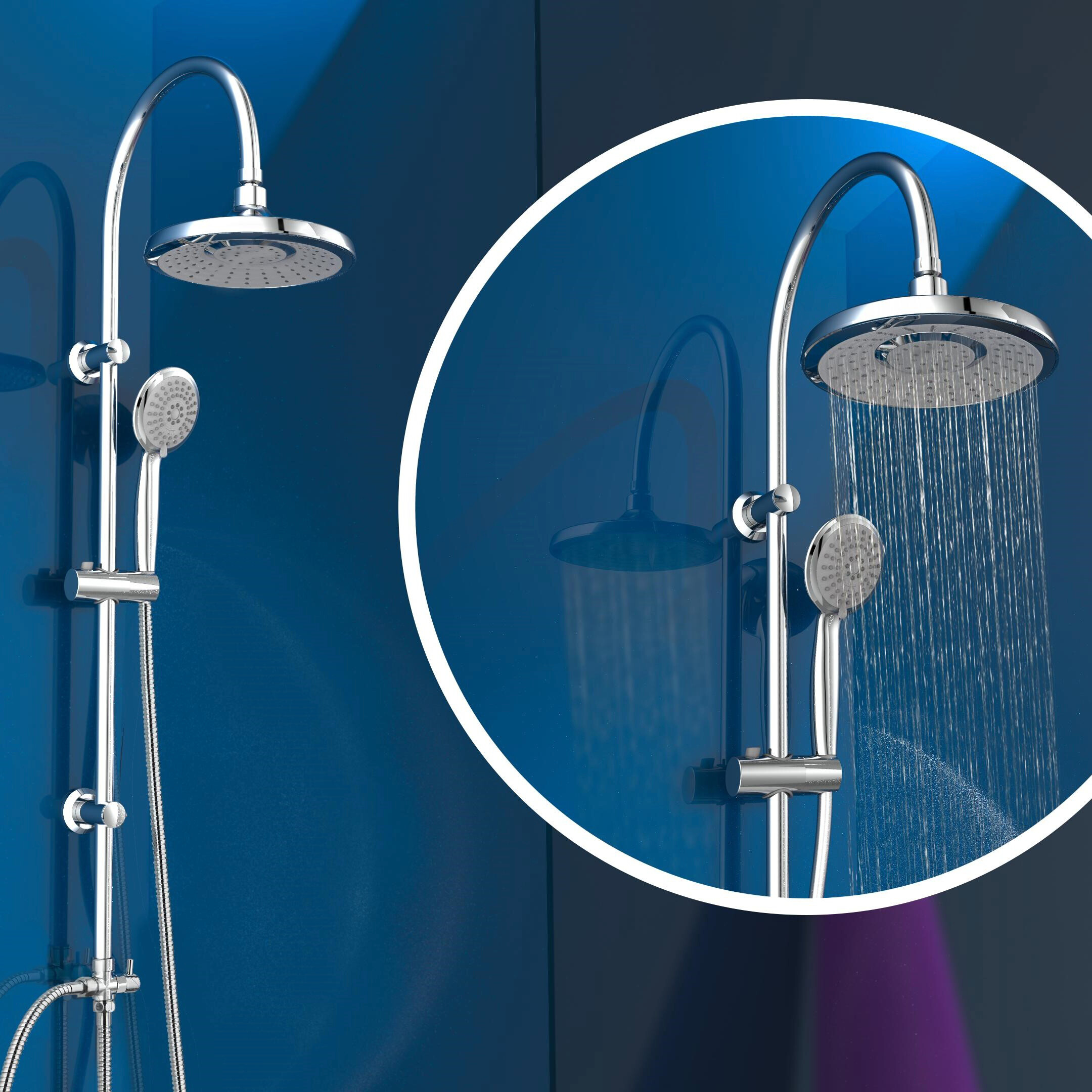 Eisl SOMMERREGEN Überkopf-Brauseset SOMMERREGEN Chrom B/H/T: ca. 27x78x8,5 cm