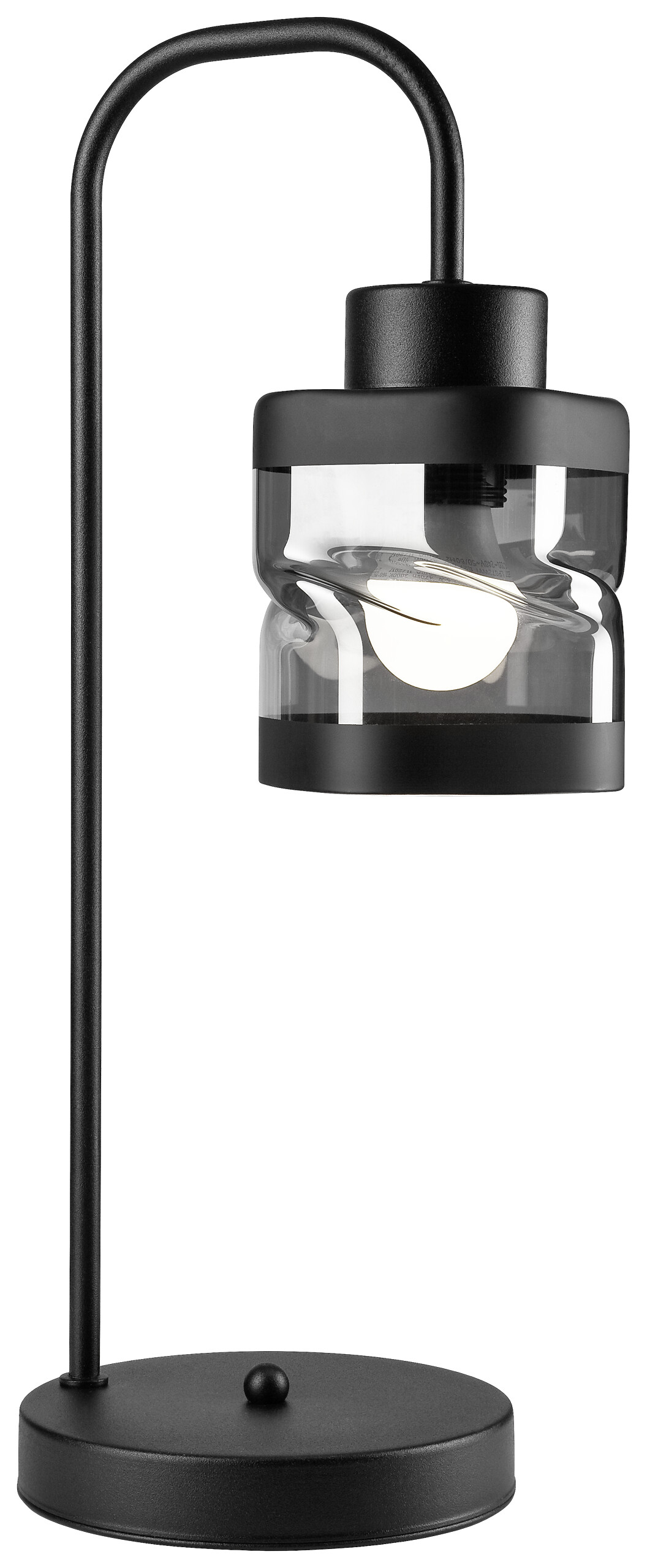 Lamkur Tischlampe schwarz Glas Stahl B/H/L: ca. 19x17x63 cm E27 1 Brennstellen