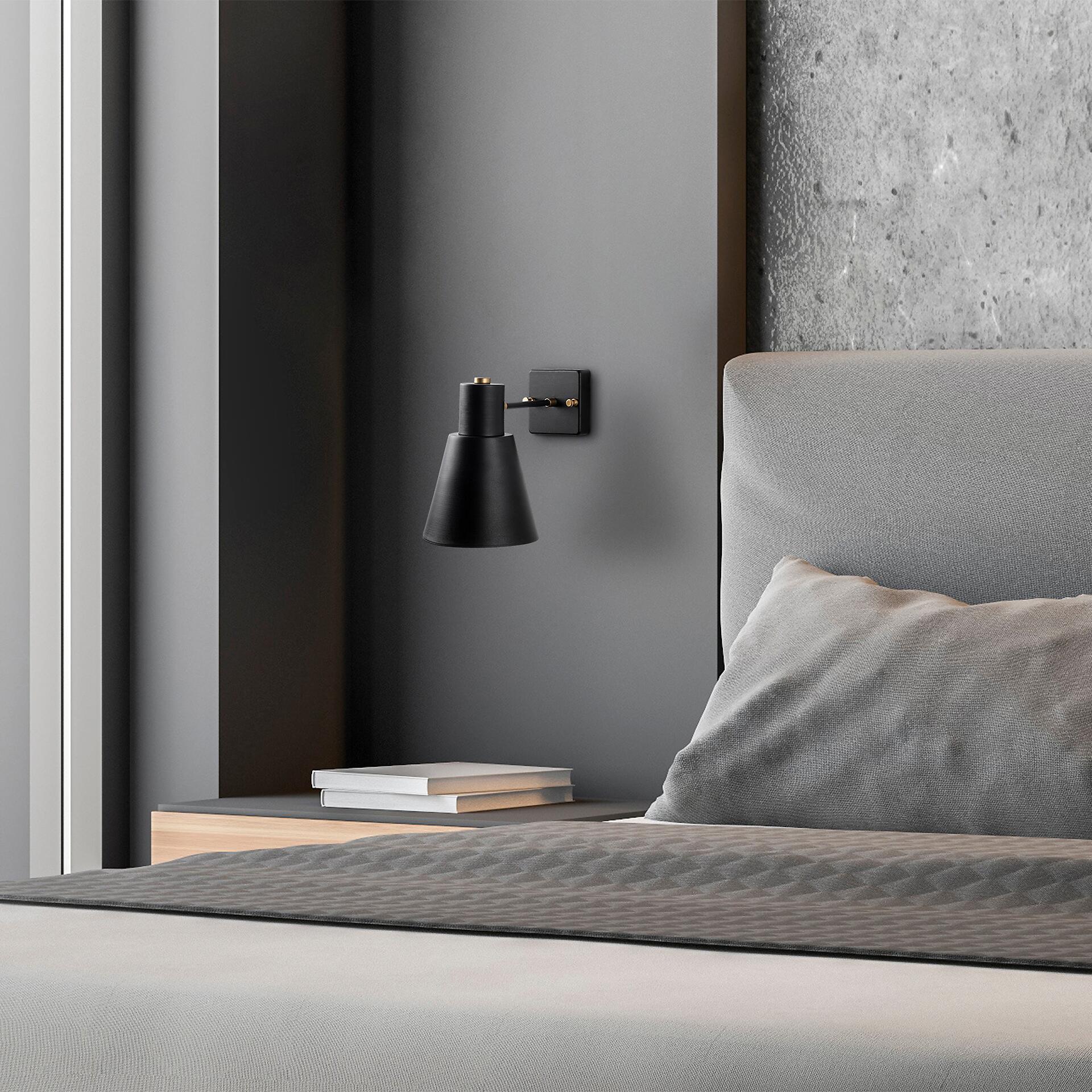 Opviq Wandleuchte schwarz gold Metall B/H/L: ca. 24x21x14 cm E27 1 Brennstellen