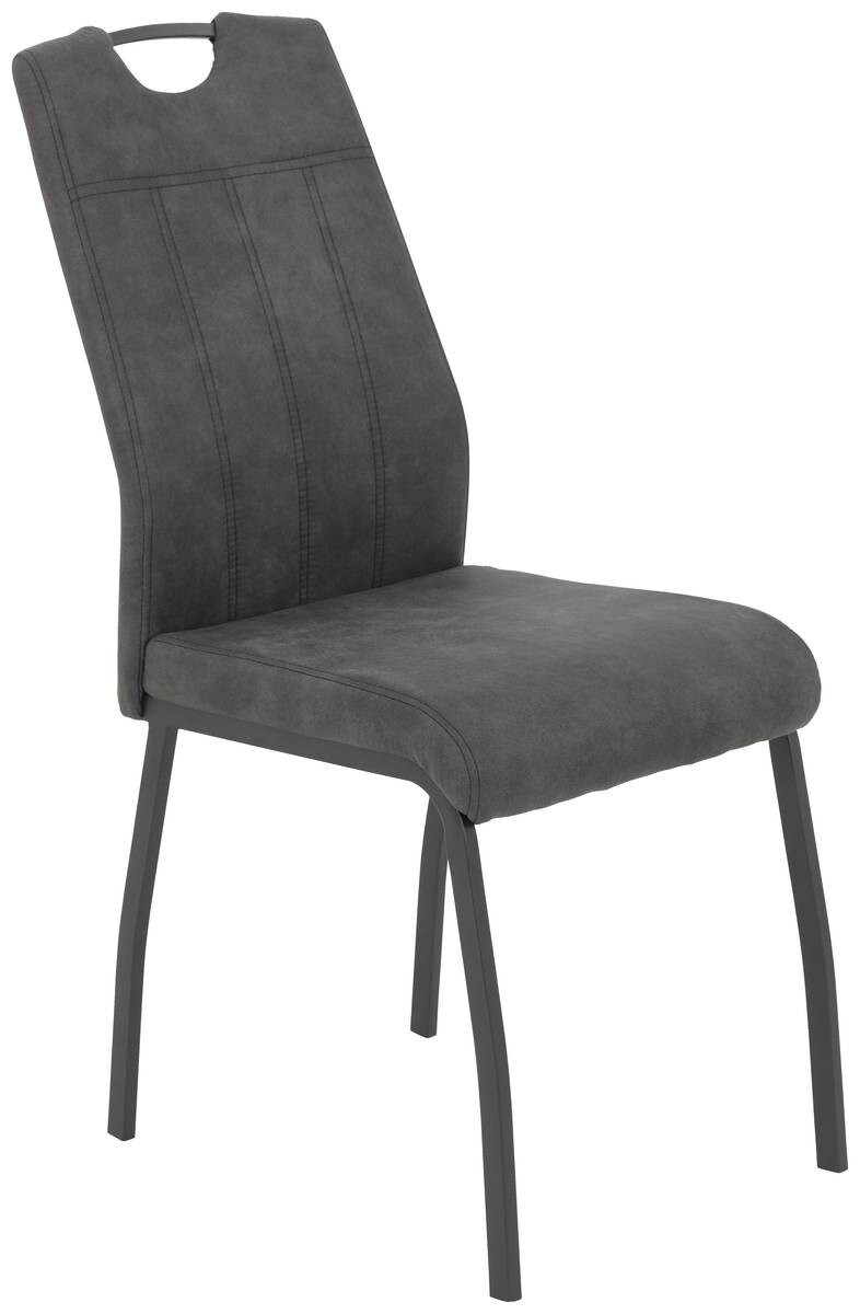 Stuhl 4er Set ELIF III anthrazit Vintage grau Microfaser Metall B/H/T: ca. 44x96x64 cm