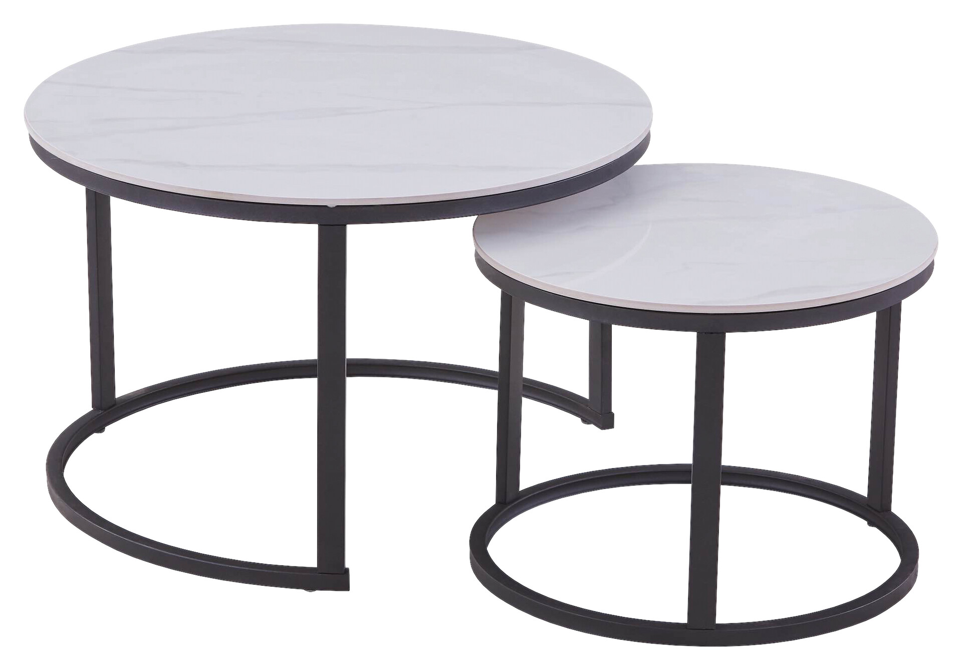 Couchtisch C680W-Couple weiß schwarz Keramik Metall B/H: ca. 70x45 cm