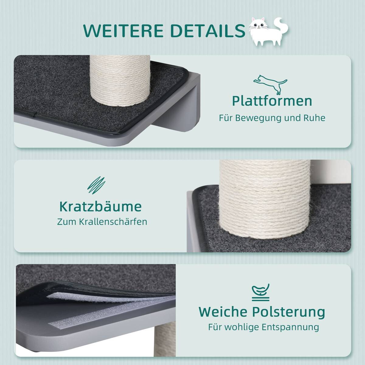 PawHut Katzenkratzbaum beige MDF B/H/L: ca. 28x137x66 cm