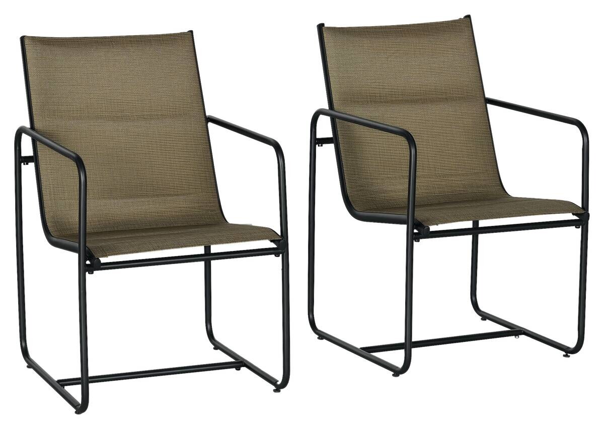 Outsunny Gartenstuhl 2er-Set braun Mesh B/H/L: ca. 66,5x88x54 cm