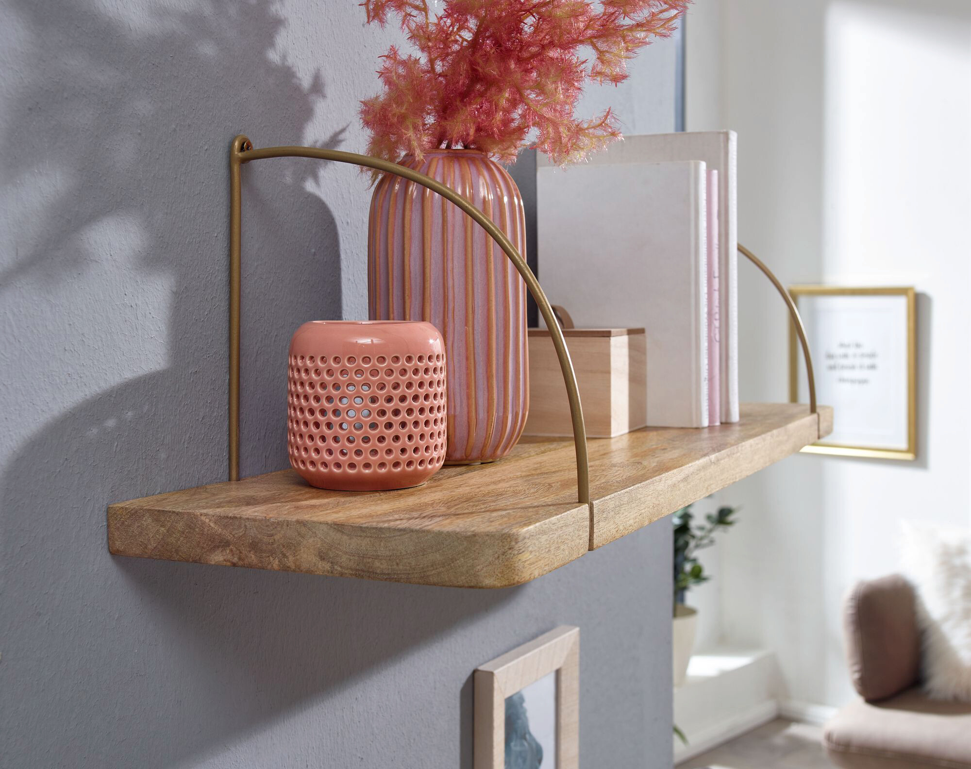 Wandregal braun Holz B/H/T: ca. 80x25x22 cm