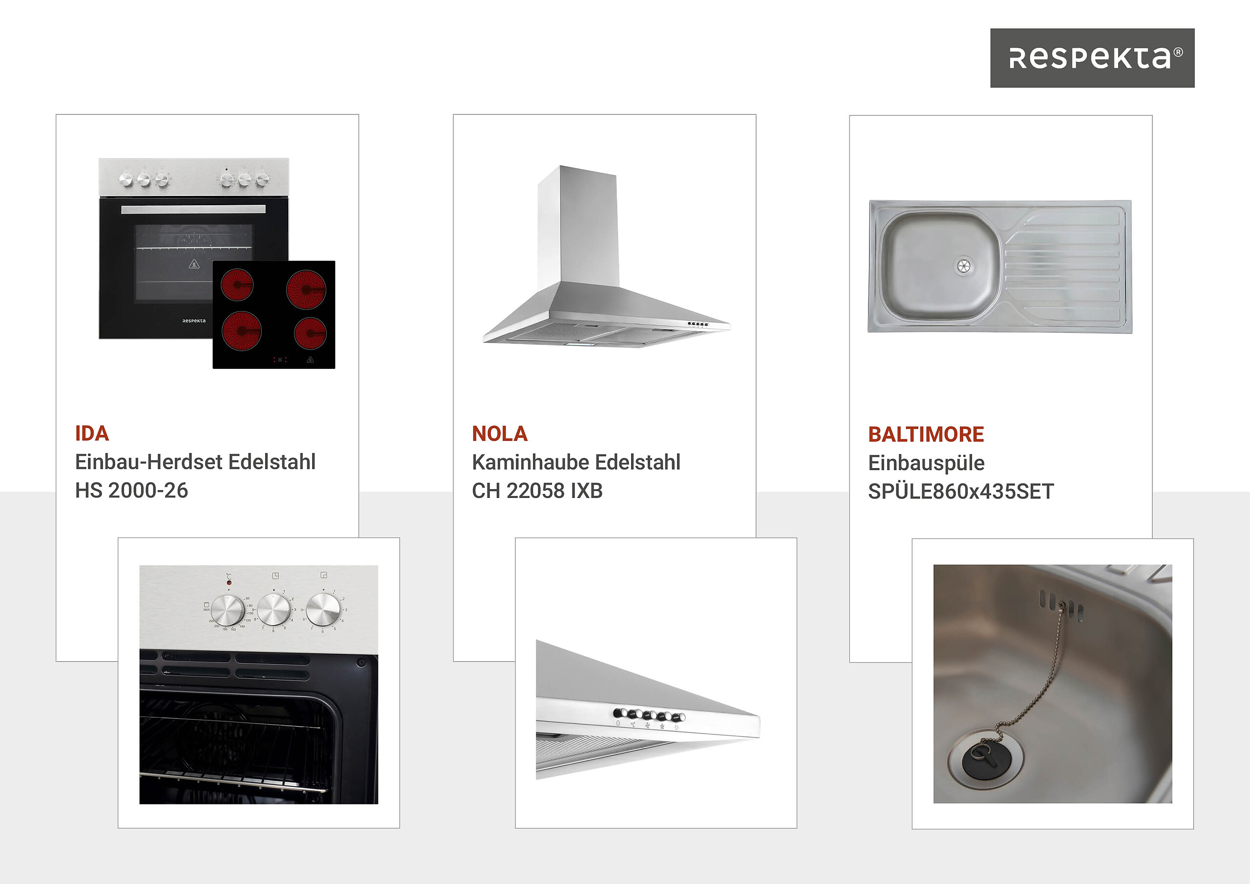 Respekta Küchenblock Merle grau B/H/T: ca. 250x200x60 cm