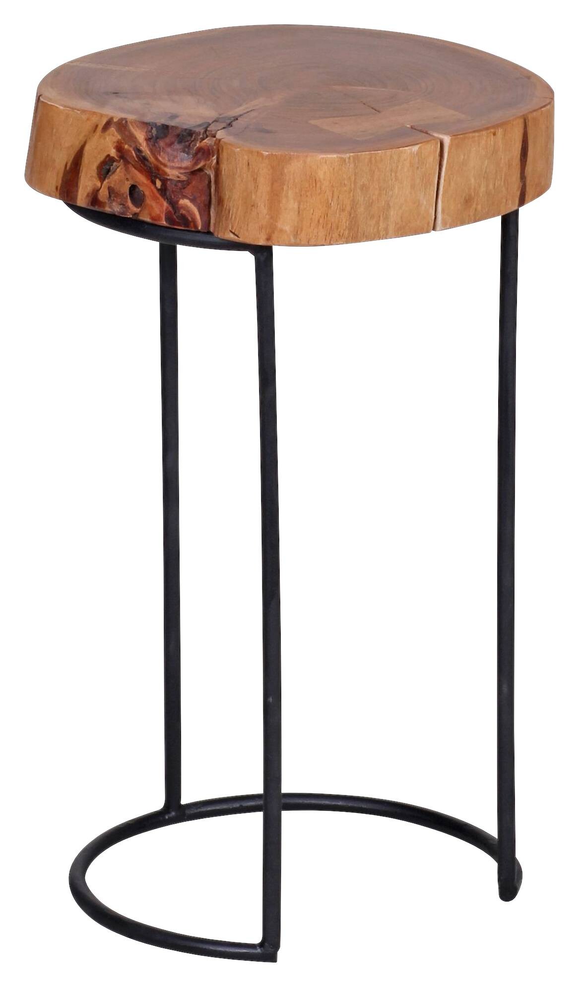 Beistelltisch natur schwarz Akazie Metall B/H/T: ca. 28x45x28 cm