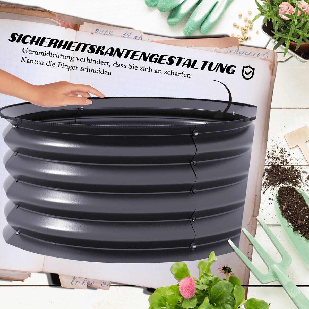 Outsunny Hochbeet 2er Set dunkelgrau Stahl B/H/L: ca. 60x30x60 cm