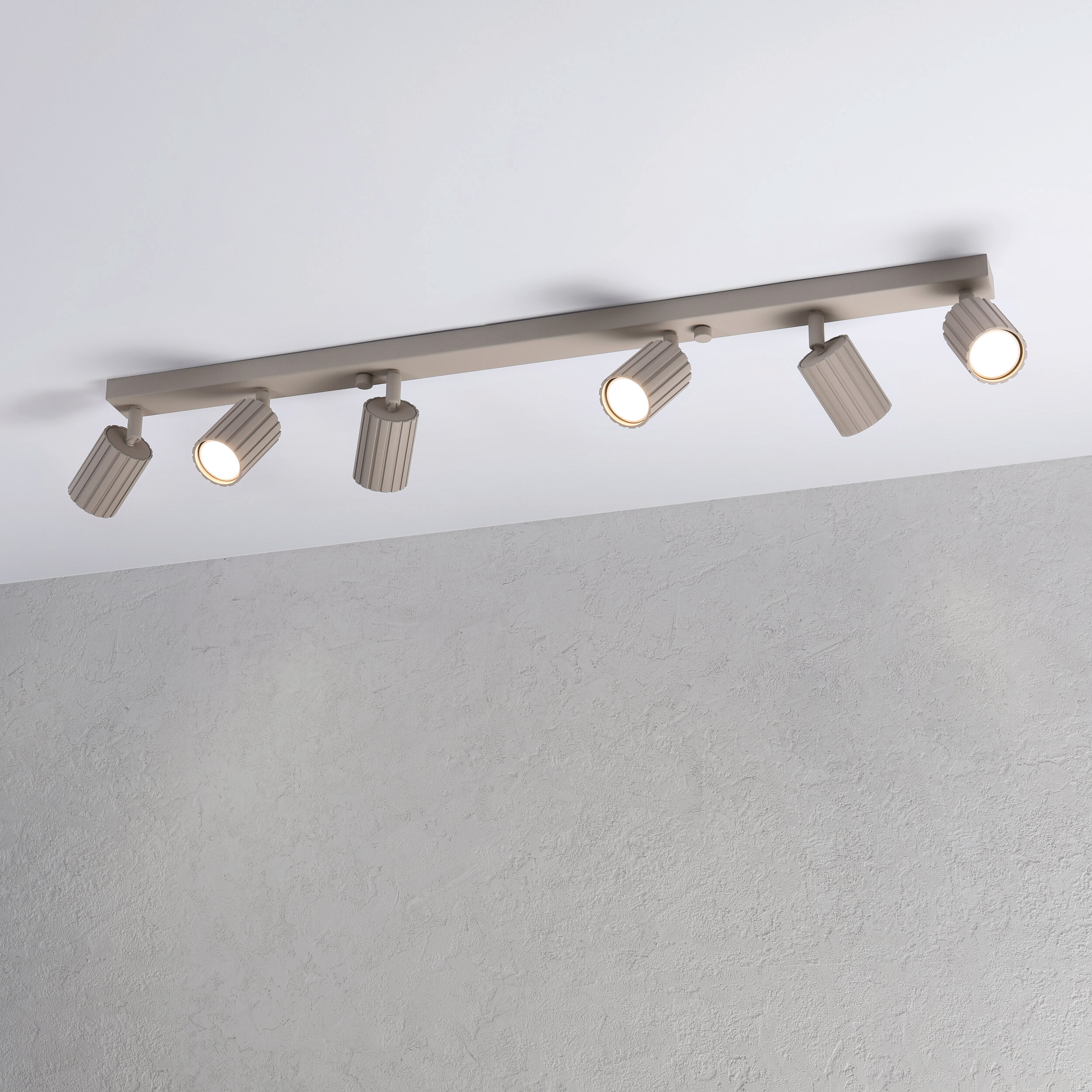 Lamkur Strahler Prisma beige Stahl B/H/L: ca. 6,5x16,5x117 cm 6 Brennstellen